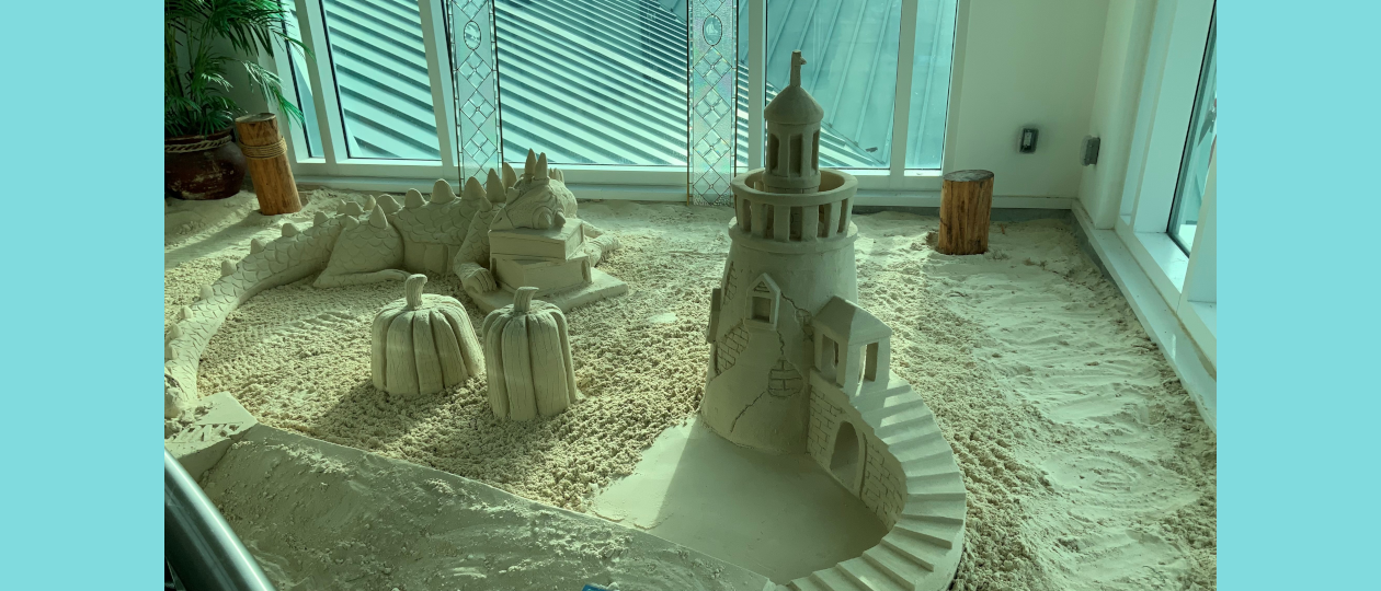 Interior building picture 3rd floor Sand Castle and Sand Dragon display